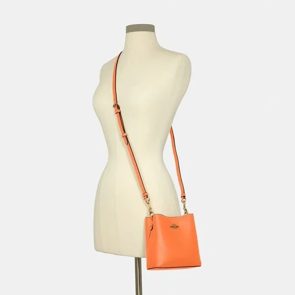 NWT💃Coach MINI Town Bucket Bag Candied Orange - Picture 7 of 9